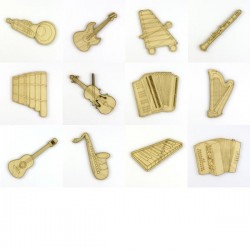 Pack 12 Instruments de musique en bois 
