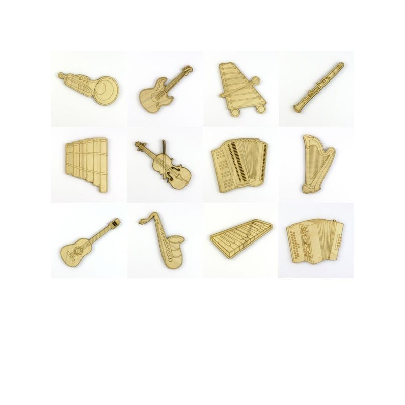 Pack 12 Instruments de musique en bois 