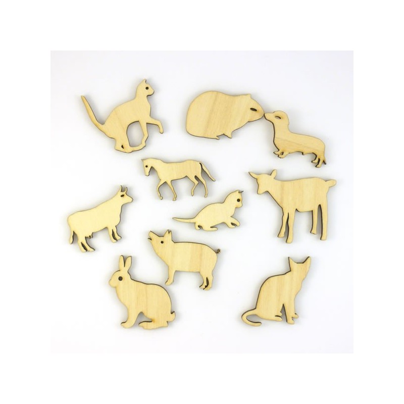 Pack de 10 animaux familiers en bois