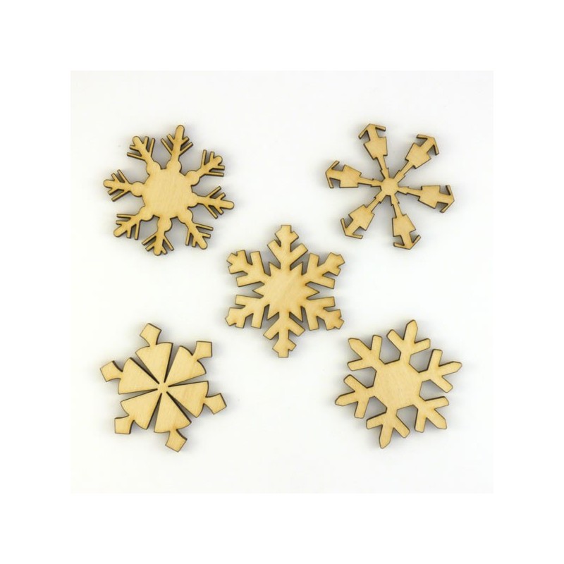 Pack n°2 - 5 cristaux de Noël (flocons) 40 mm