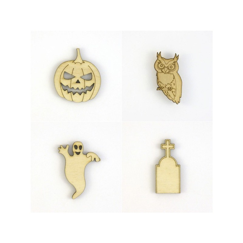 Pack Halloween N°2 citrouille, fantôme, hibou, pierre tombale