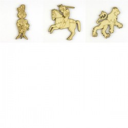 Pack médiéval 3 objets, chevaliers et lion