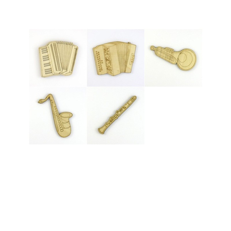 Loisir créatif - pack 5 instruments à vent, trompette,saxophone