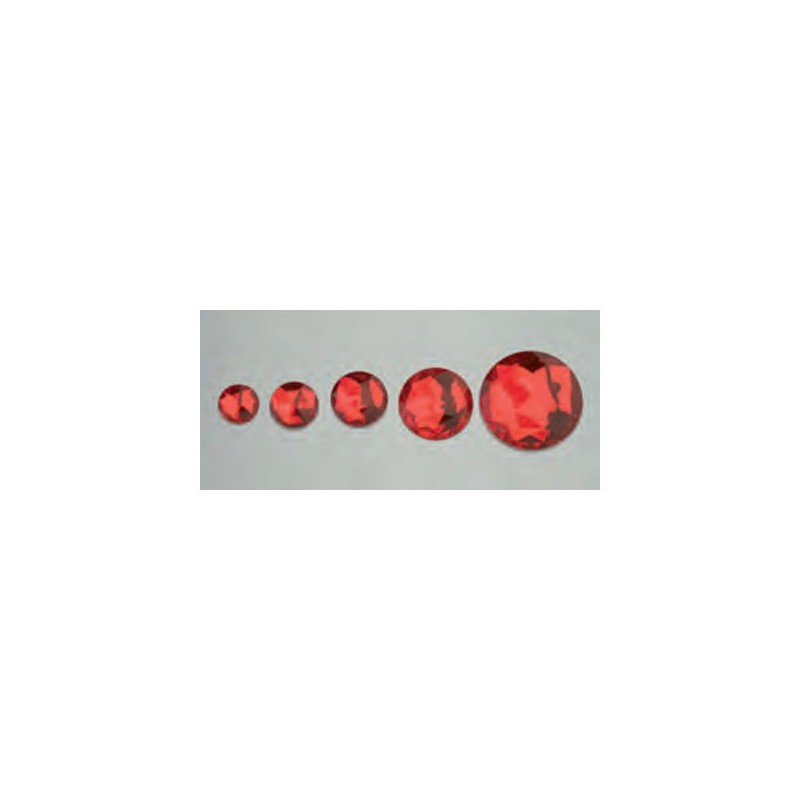 Cabochon en forme de rond, rouge, facetté, acrylique