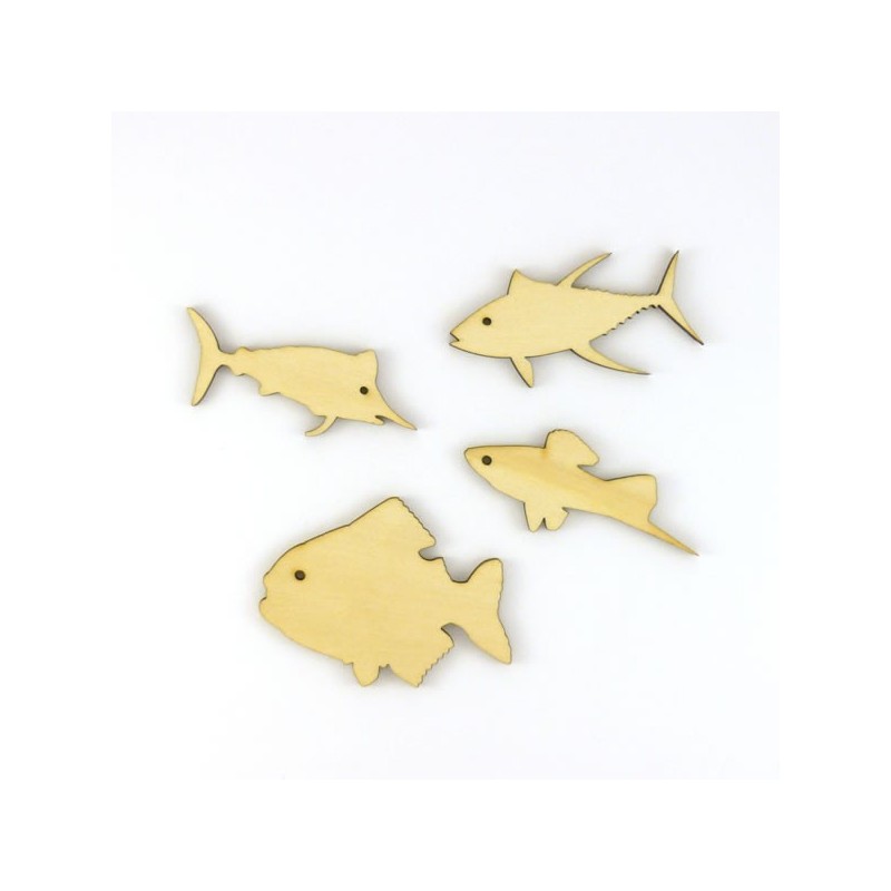 Pack de 4 poisson en bois