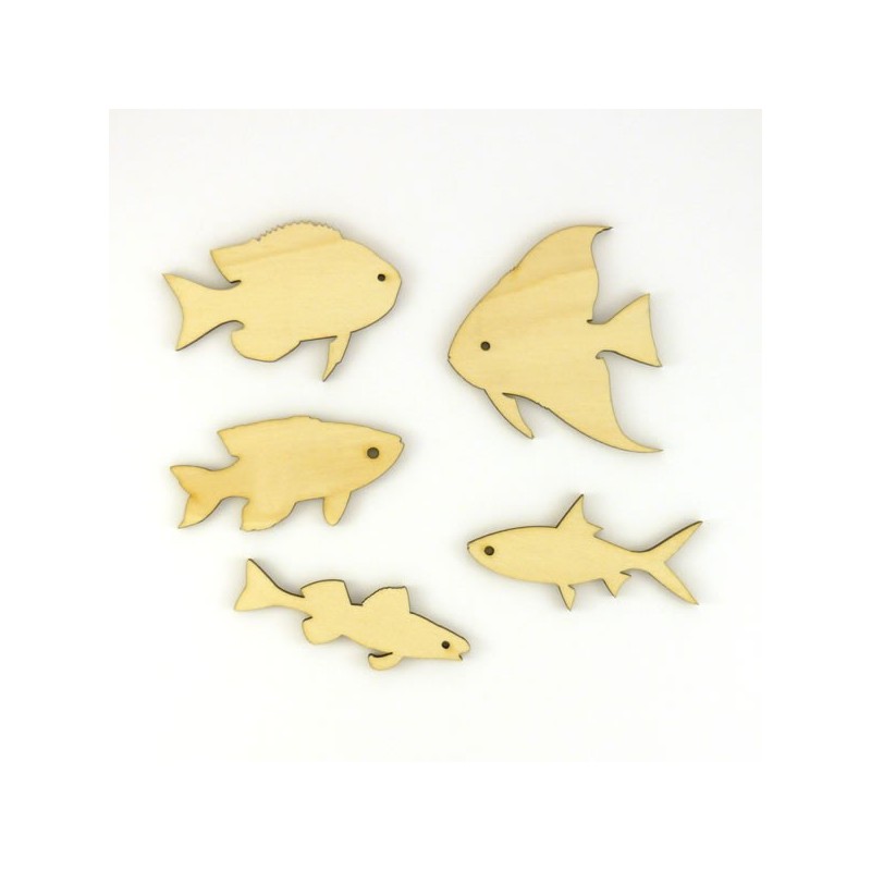 Pack de 5 poisson en bois