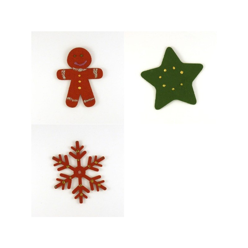 Pack 3 sujets de Noël n°2 en feutrine décorée Pack 3 sujets de Noël n°2 en feutrine décorée