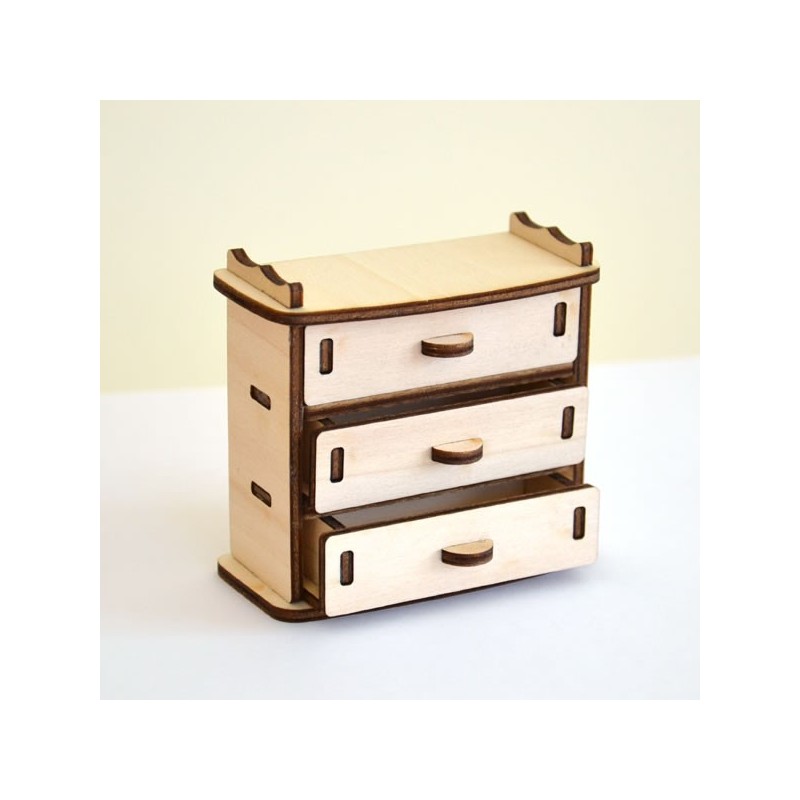 Commode miniature 3D en bois