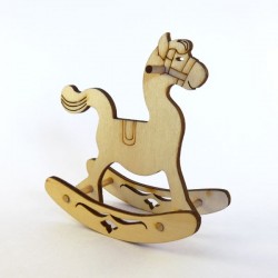 Cheval à bascule miniature 3D en bois