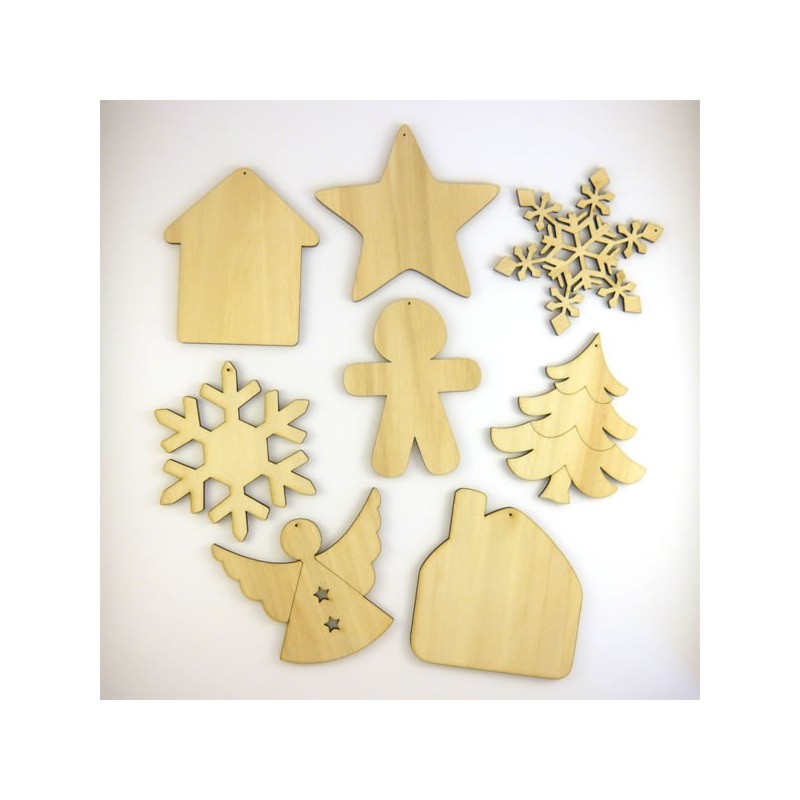 Pack suspension n°4 : 8 objets de Noël en bois