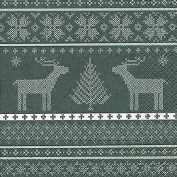 Serviette noel cerf fond gris