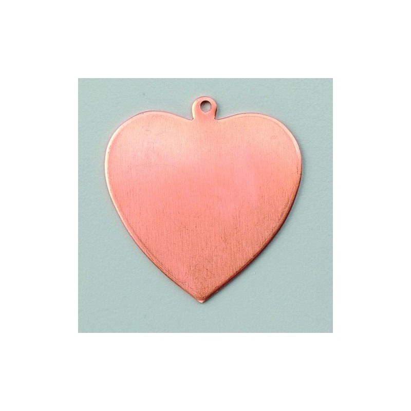 Pendentif coeur avec accroche cuivre à émailler 1 trou cuivre à  émailler