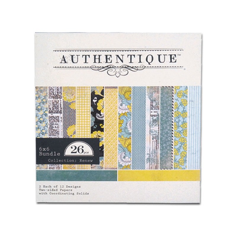 Carnet papier scrap de 24 motifs 6x6  authentique (tons Renews)