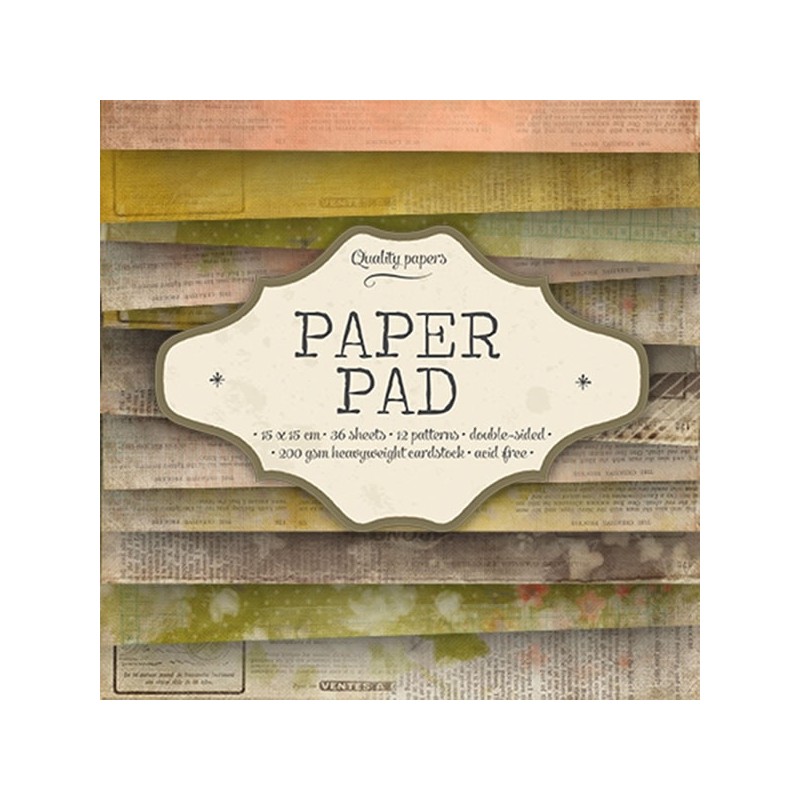 Bloc  paper pad 36 pages 6x6 double face  studio light gris, rose, vert, marron...)