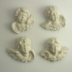 4 anges aspect vieilli en plâtre regard droit