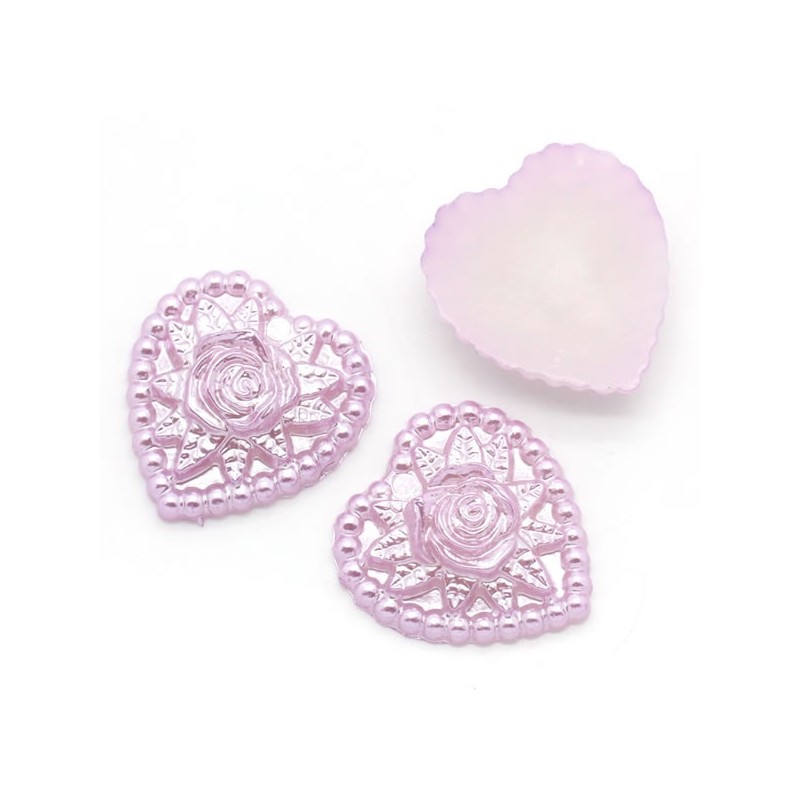 5 coeurs applique d'embellissement Acrylique mauve