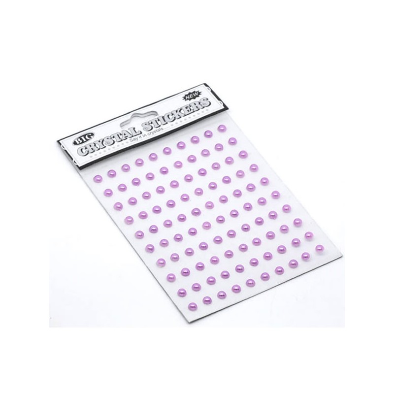 100 demi-perle embellissement 5 mm mauve (lilas) autocollantes