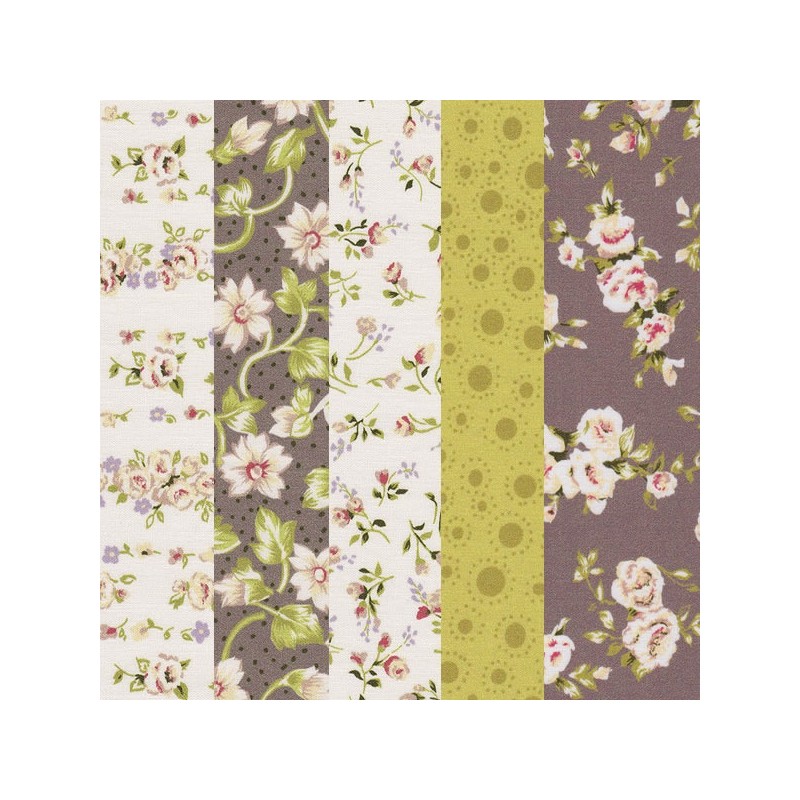 Coupon tissu coton motif fleurs 30 x 70 cm