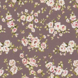 Coupon tissu coton motif fleurs 30 x 70 cm