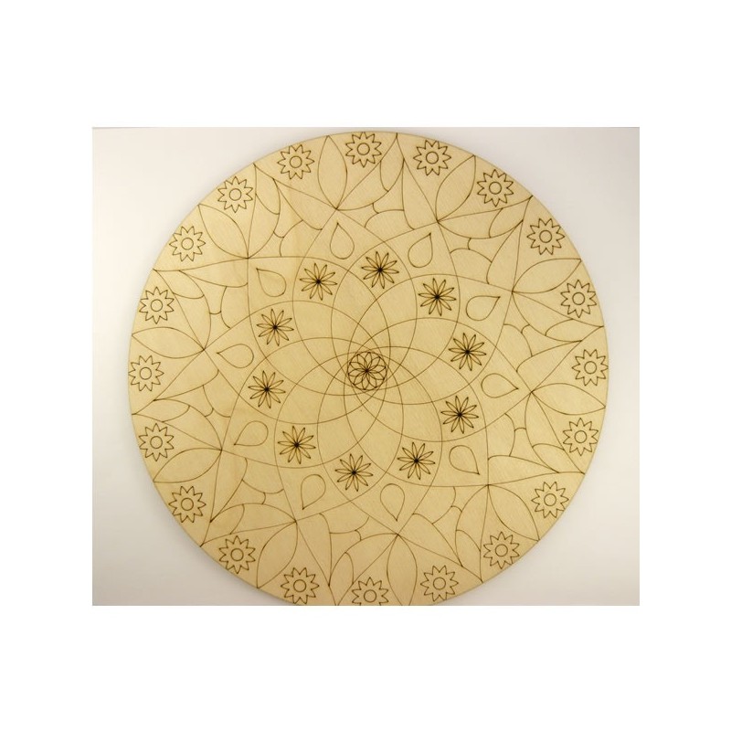 Mandala fleur en bois, à décorer, pour tout loisir créatif.