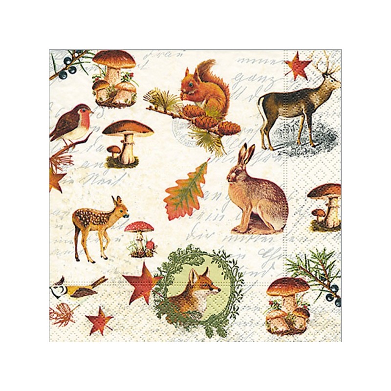 Serviette motif automne animaux