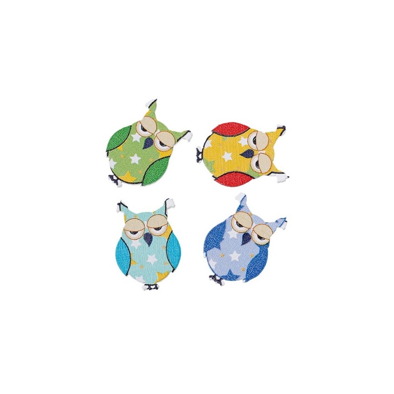 Lot de 4 chouettes ou hibou en bois