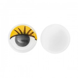 Yeux jaunes 10 mm à pupille mobile avec cils