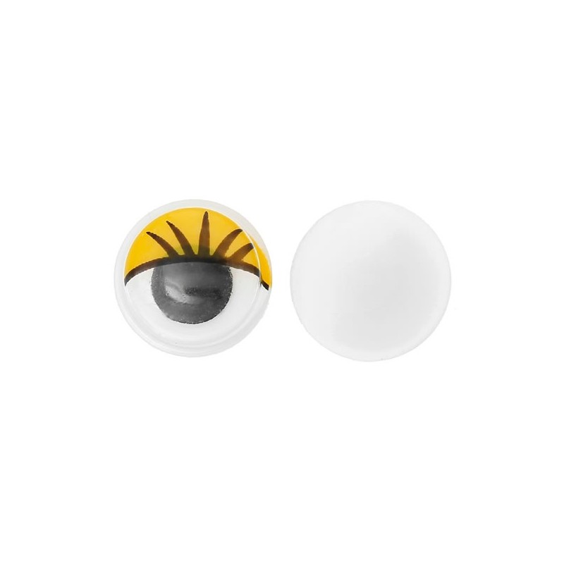 Yeux jaunes 10 mm à pupille mobile avec cils