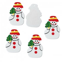 4 bonhommes de neige pendentif bois