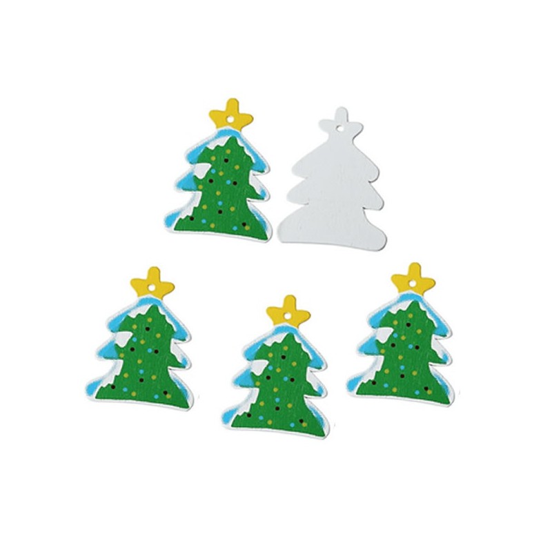 4 sapins de Noël pendentif bois