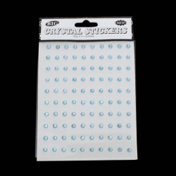 100 demi-perles  à facettes 4 mm bleu clair autocollantes