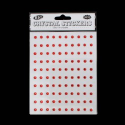 100 demi-perles  à facettes 4 mm rouge autocollantes