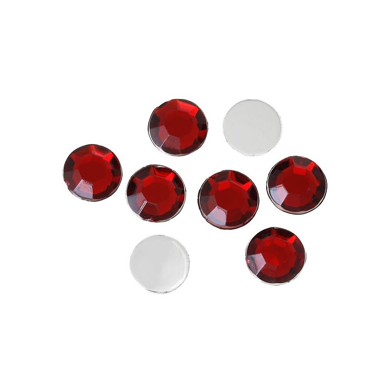 50 strass rouge 6 mm à facettes 