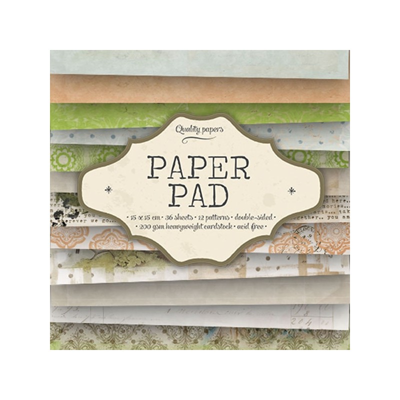 Bloc  paper pad 36 pages 6x6 double face  studio light gris, rose, vert, marron...)