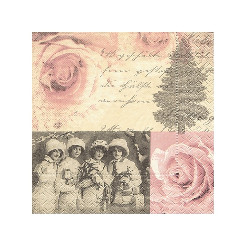 Serviette papier romantique four ladies