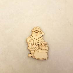 Père Noël hotte et cadeaux en bois décoration de Noel création artisanale française
