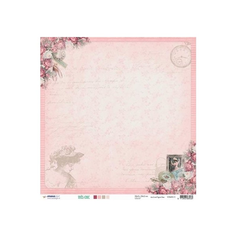 Papier Design 30,5 x 30,5 romantique très chic studio light femme et bouquets de rose