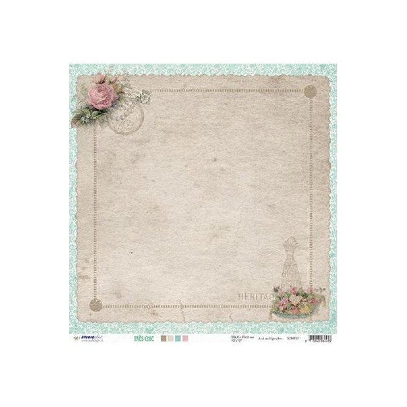 Papier Design 30,5 x 30,5 romantique costume femme  très chic studio light fleurs et bouquet de rose