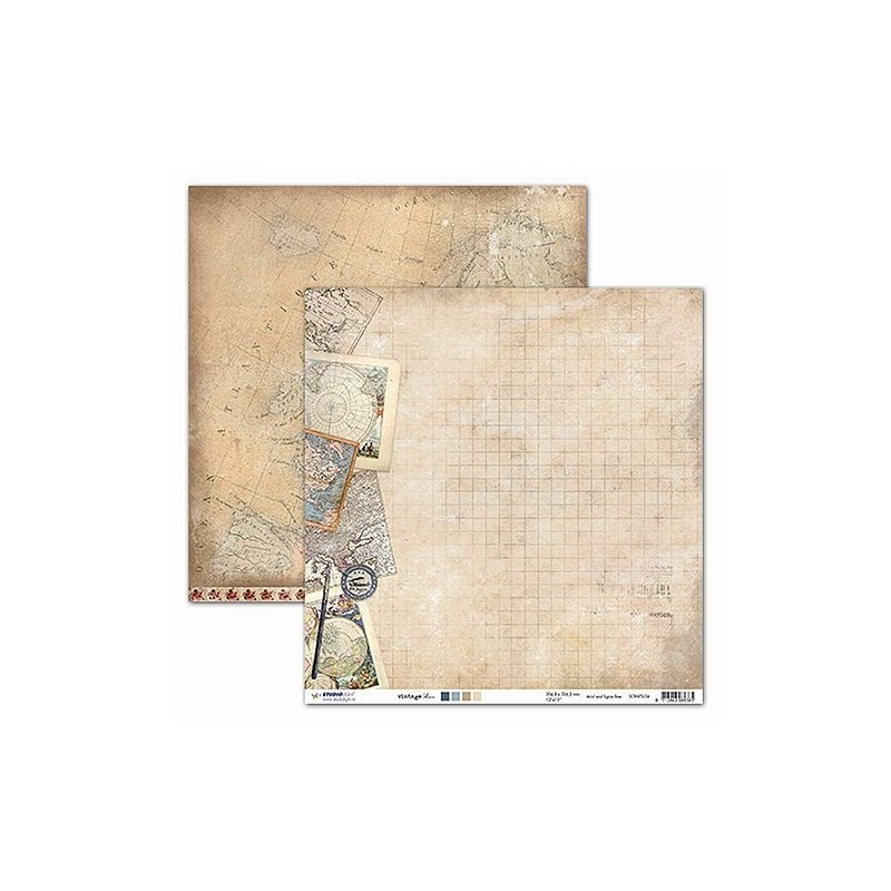 Papier Design vintage mappemonde et cartes 30,5 x 30,5 studio light