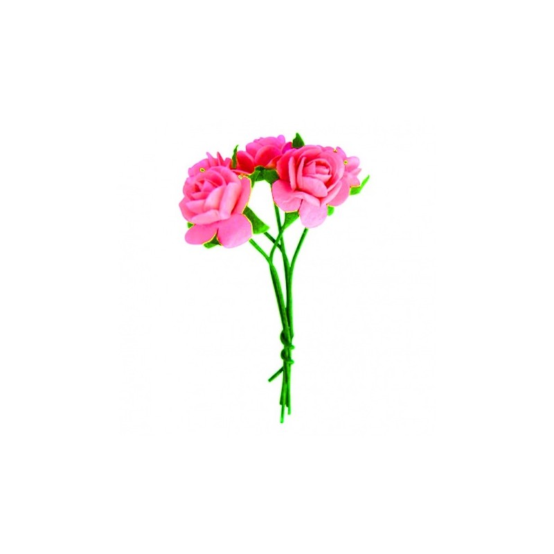 5 mini roses couleur rose