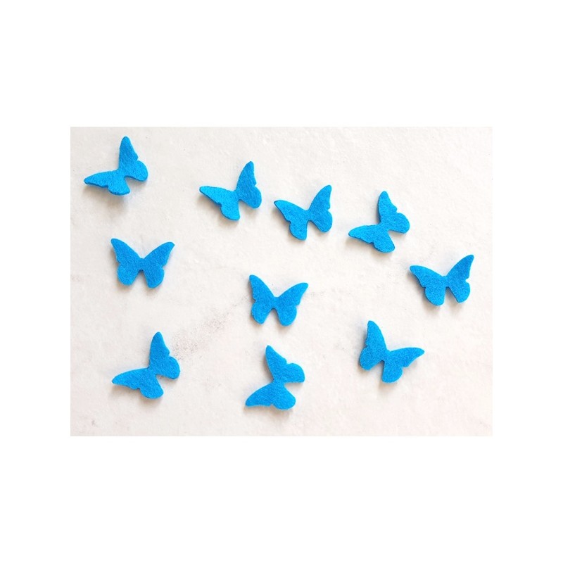 10 papillons feutrine turquoise loisir créatif