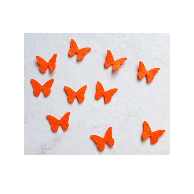 10 papillons feutrine orange loisir créatif