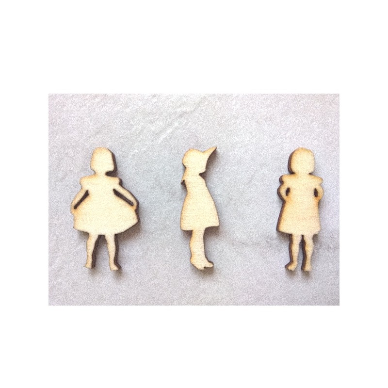 Pack de 3 Petites filles en bois