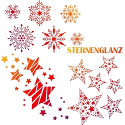 3 Pochoirs souples composés d'étoiles, flocons et cristaux de Noël chacun en format A4 Noël féérique