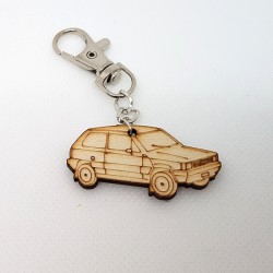 Porte-clé voiture panda en bois à décorer ou pas avec mousqueton