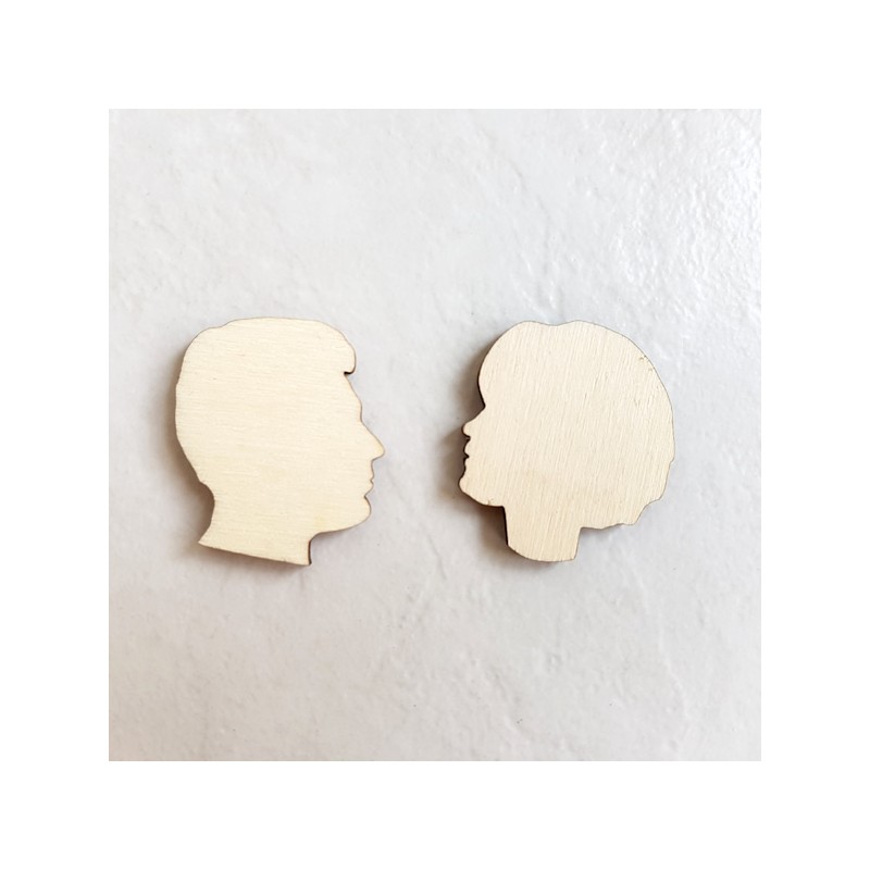 2 profils visage jeune couple homme et femme décoration bois - modele 2