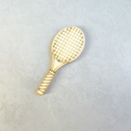Raquette de tennis en bois découpé et gravé, pour décoration, décor de table, scrapbooking, loisir créatif