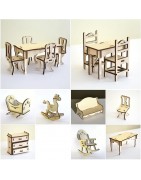 Packs de meubles modèles réduits 3D en bois
