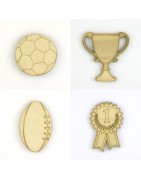 Objets pour le sport en bois découpé et gravé  pour le scrap