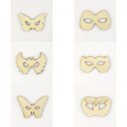 Pack de 6 masques de carnaval en bois